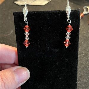 Swarovski Crystalized Beads Sterling Silver Pink Earrings